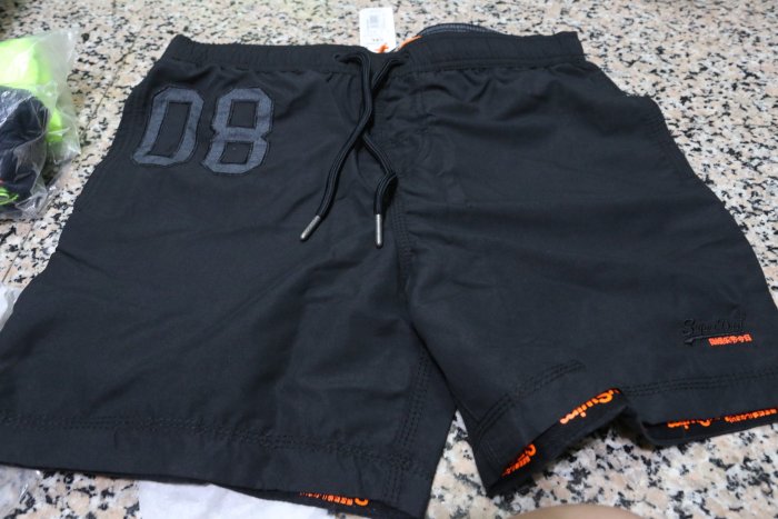 [PS]全新正品 Superdry 極度乾燥 沙灘褲 泳褲 短褲 數字 黑色/黑字08  出清特價