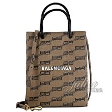 【茱麗葉精品】全新商品 BALENCIAGA 巴黎世家 693805 經典LOGO印花兩用紙袋包.淺棕 現貨