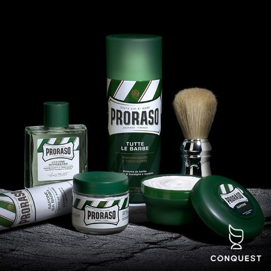 【 CONQUEST 】Proraso 義大利 刮鬍膏+鬍刷組 各種鬍鬚毛質皆適用 刮鬍皂 刮鬍泡 紳士風格 入門刮鬍膏