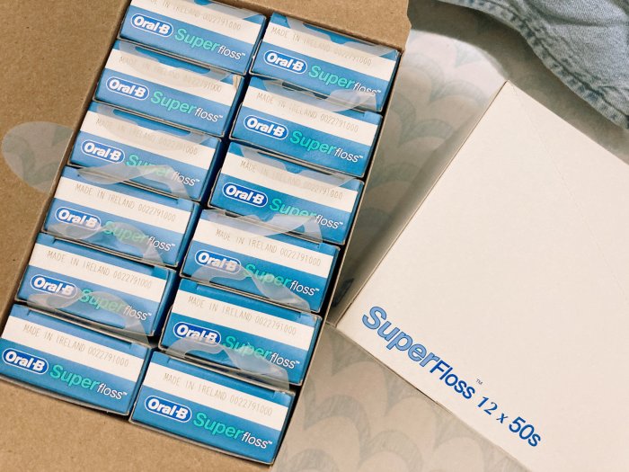 Oral B 三合一牙線 （50條/盒）Super floss 多功能 超級牙線 牙套 矯正 牙橋 英國進口 歐樂B