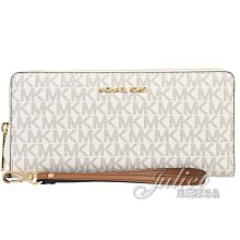 【茱麗葉精品】全新精品 MICHAEL KORS Jet Set Travel 滿版LOGO手提拉鍊長夾.白 現貨