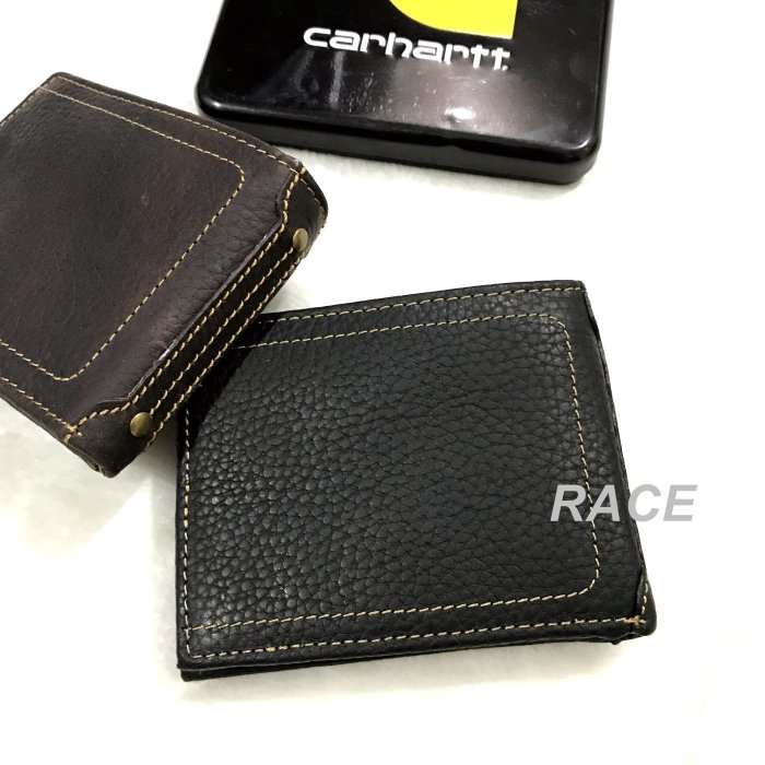 【RACE】CARHARTT PASSCASE WALLET 皮夾 短夾 錢包 拉鍊 皮革 工裝 卡哈 黑 咖啡