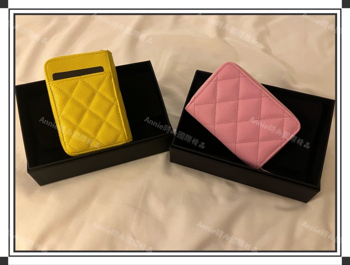 ☆ Annie 時尚國際精品 ☆ CHANEL AP1650 黃色荔枝牛皮金釦 新式ㄇ字拉鍊零錢包*現貨