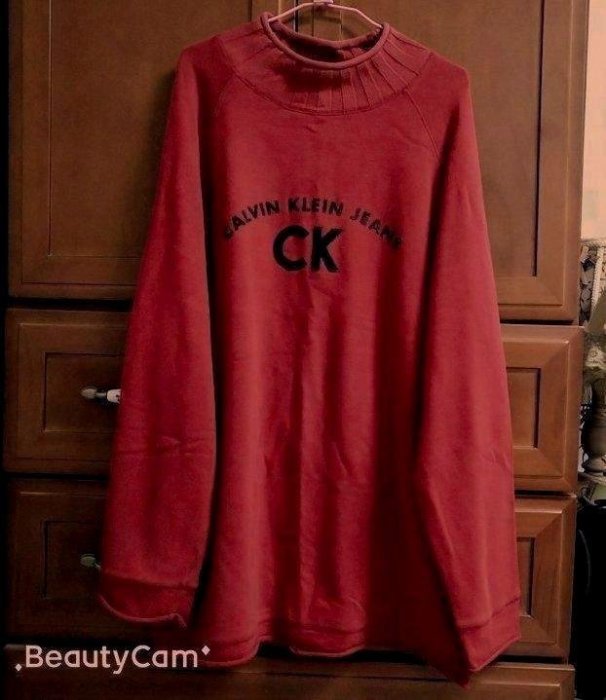 CK絨布品牌字樣率性舒適長版純棉上衣