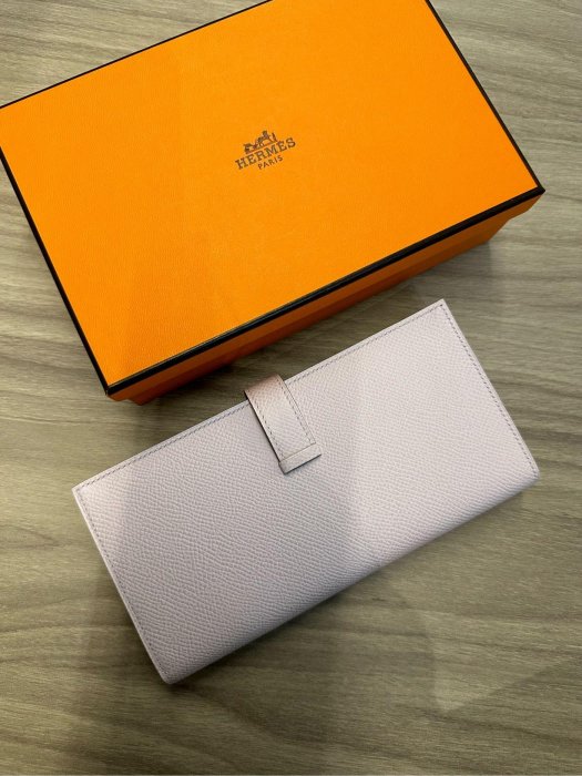 全新品 愛馬仕全配 美國購買證明 Hermes bearn wallet 超美Bearn 實用經典 粉色 夢幻紫 新色 女款 長夾 薄款皮夾 現貨