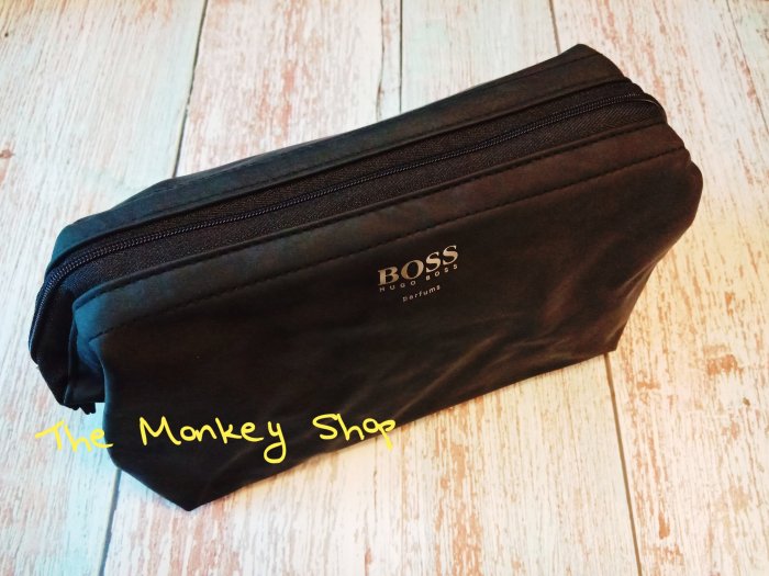 【 The Monkey Shop 】 全新正品 Hugo Boss 黑色防水盥洗包 化妝包 收納包 手拿包