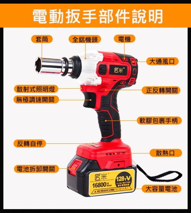 無刷電動扳手 匠米 21V雙電池 新款黑灰色 全配 /鋰電充電扳手/衝擊型扳手/機車傳動軸 鐵皮自攻螺絲 木工螺絲