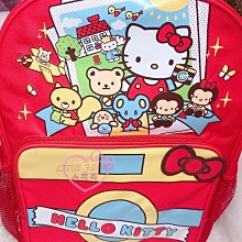 ♥小花花日本精品♥ Hello Kitty 書包後背包  書包 學童後背包 猴子家族 旅行趣 紅色 42076100