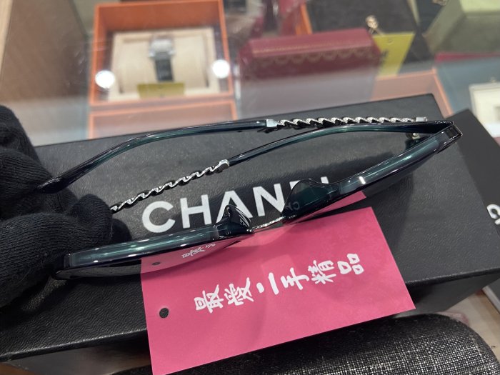 ☆最愛二手精品☆ CHANEL 香奈兒紫綠色壓克力框側邊銀皮穿鍊水銀鏡面墨鏡太陽眼鏡眼鏡 5362-Q-A XG1470