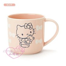 ♥小花花日本精品♥ hello kitty凱蒂貓滿版蝴蝶結圖案陶瓷杯馬克杯附木製屋盒-可愛實用11182504