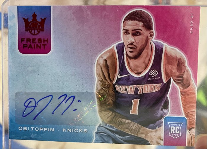 2020-21 Panini Court Kings Fresh Paint Red Obi Toppin Rookie Autograph Auto /75