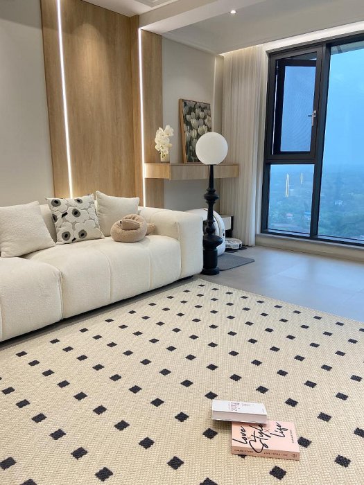 黑石公寓高級輕奢中古法式奶油客廳沙發羊毛地毯臥室2023新款地墊