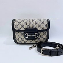 遠麗精品(板橋店) S3535 Gucci 1955 MINI Horsebit藍牛皮馬銜釦肩背包