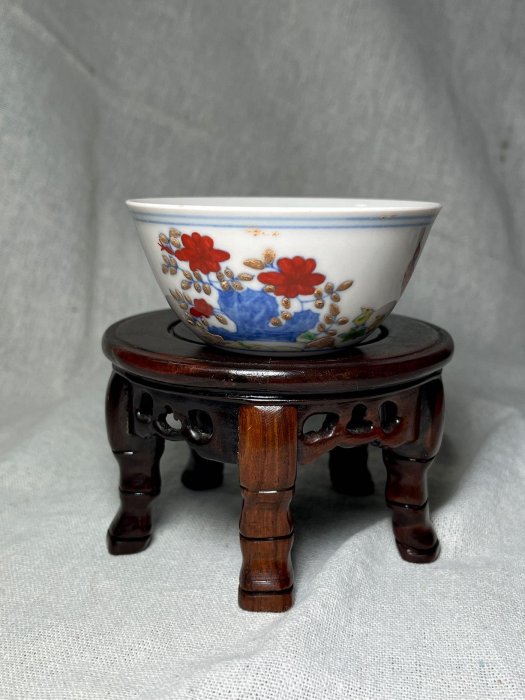 早期收藏老件瓷器鬥彩雞缸杯藝術擺件