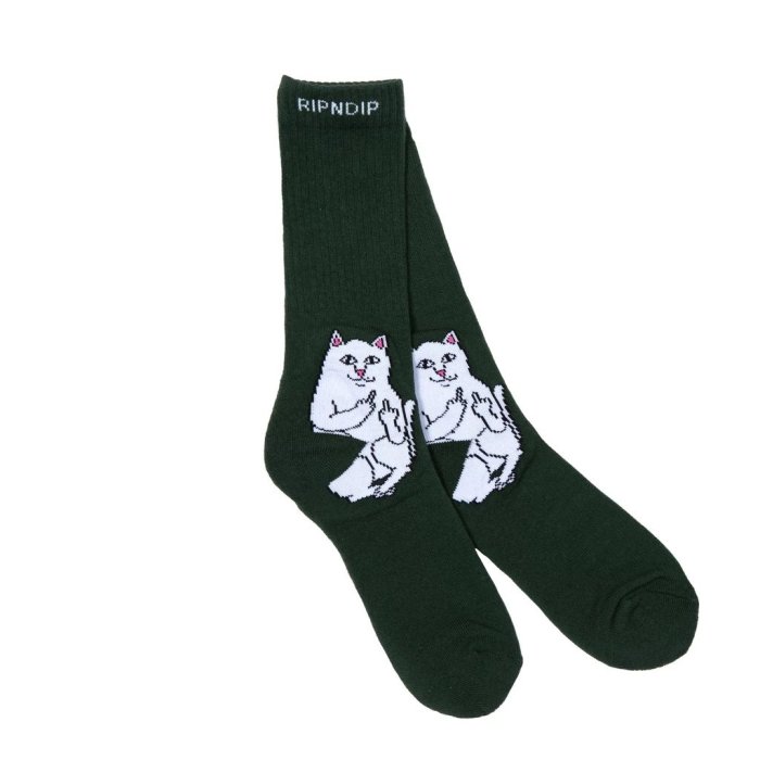 { POISON } RIPNDIP LORD NERMAL SOCKS HUNTER GREEN 深綠中指貓中筒襪