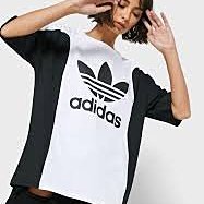 【Dr.Shoes 】Adidas Originals 女款 白黑 大Logo 短袖T恤 寬鬆上衣 長版 FL4118