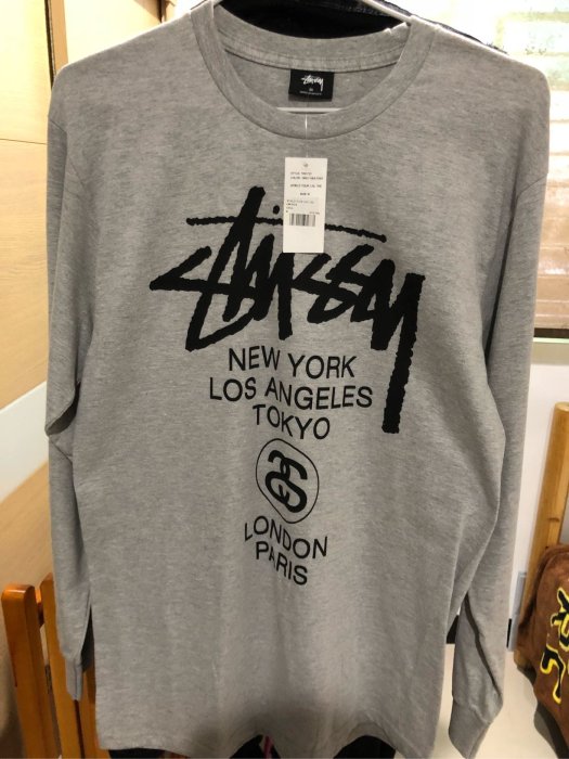 STUSSY 長袖TEE 灰M號全新| Yahoo奇摩拍賣