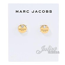 【茱麗葉精品】全新精品 MARC JACOBS 品牌圓盤LOGO水鑽鑲嵌耳環.淡金 現貨