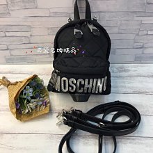 《真愛名牌精品》MOSCHINO 7B7609 黑色尼龍 銀字logo mini 後背包/斜背包 *全新*