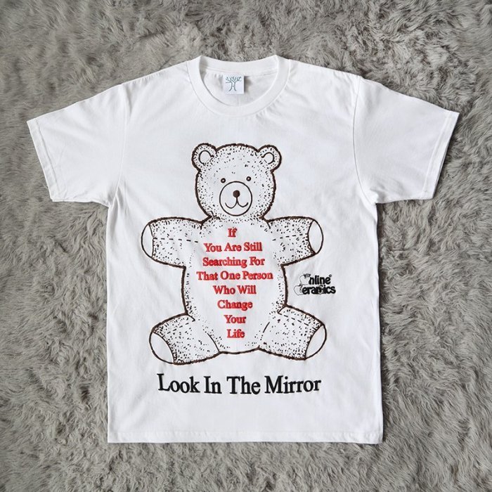 亞軒潮店 現貨潮款online ceramics look in the mirror tee 小熊立體印花短袖T恤 滿千免運