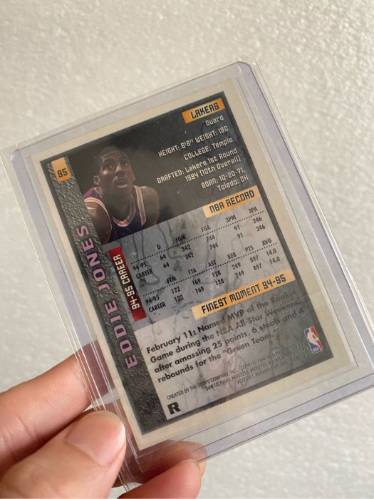 Eddie Jones 1995-96 Finest Refractor #95 Los Angles Lakers 艾迪瓊斯 閃亮平行卡