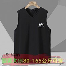 加大背心 KM字母印花 無袖背心4XL-11XL 【JS MAN型男加大尺碼男裝】