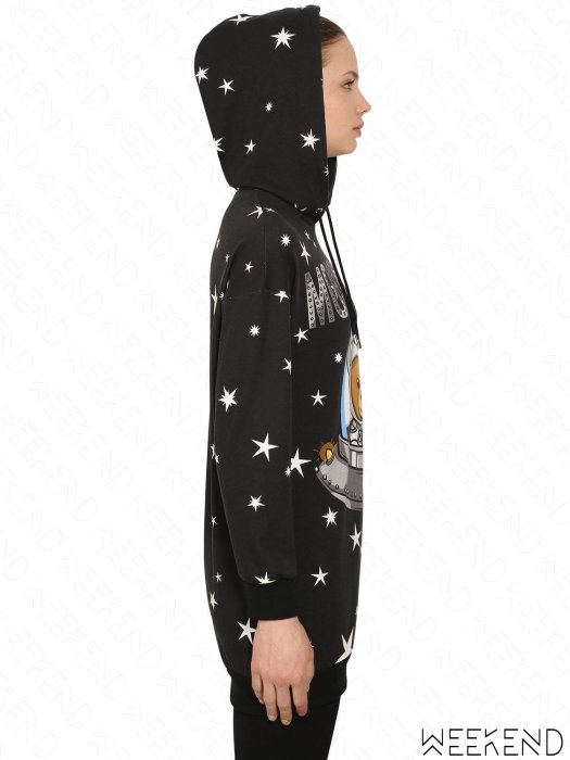 【WEEKEND】 MOSCHINO UFO Spaceship 星星 長版 長袖 連帽 衛衣 帽T 黑色 18秋冬