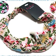 ☆POLLY媽☆美國LuLu Knot Turban Headwrap玫瑰花卉圖案針織棉質雙圈扭結髮帶~3色系