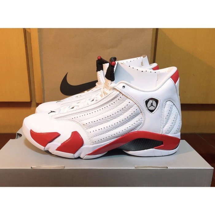 【正品】全新 Air Jordan 14 "Candy Cane”487471-100 籃球 白紅潮鞋