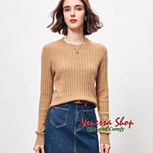 VENESSA~ MD 舒適羊毛 寬鬆顯瘦 女の復古圓領絞花針織衫長袖毛衣 5色 (P1572)