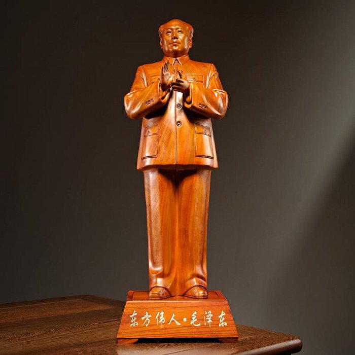 三友社 花梨木雕毛澤東毛主席鼓掌站像擺件實木家居辦公裝飾紅木工藝禮品xf
