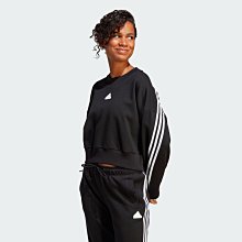 南🔥2023 11月 ADIDAS 3-STRIPES 長袖上衣 寬鬆 短版 運動 休閒 三條線 女款 黑 IB8494