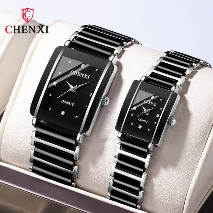 CHENXI情侶手錶陶瓷男女錶方形石英手錶quartz watch品牌直銷104A