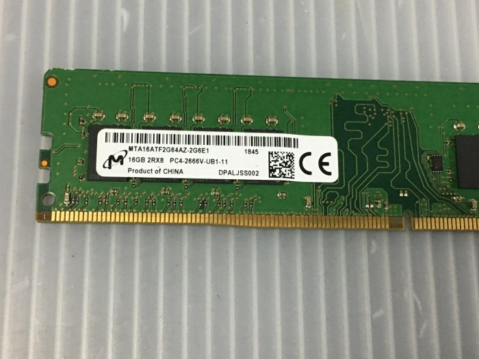 電腦雜貨店→美光  DDR4 2666V 16GB 桌上型電腦記憶體 雙面顆粒 二手良品 $900