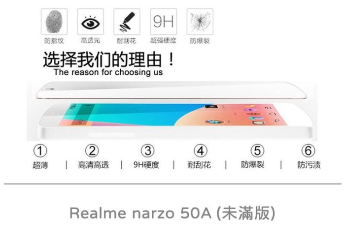 【嚴選外框】 Realme narzo 50A 未滿版 半版 不滿版 非滿版 玻璃貼 鋼化膜 保護貼 9H 2.5D