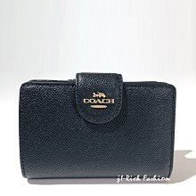 就愛精品店❤️ 禮物首選 COACH 黑色防刮皮革材質金屬馬車中夾-附禮盒  #6390