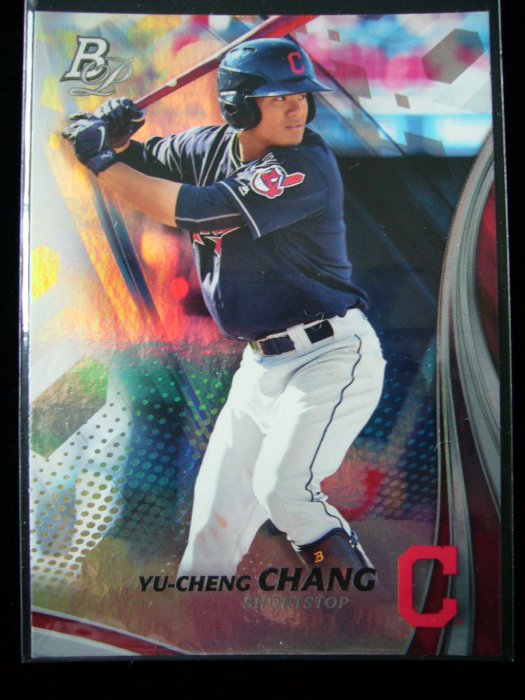 張育成漂亮新人亮面卡 2017 Bowman Platinum