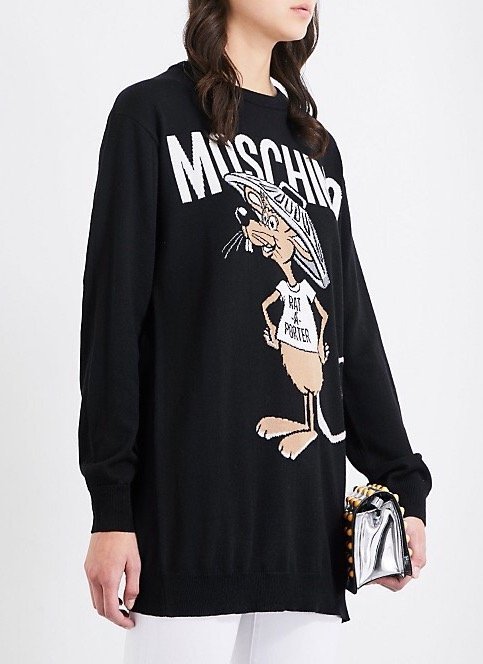 Moschino Rat-A-Porter longline wool jumper 老鼠毛衣 黑 現貨