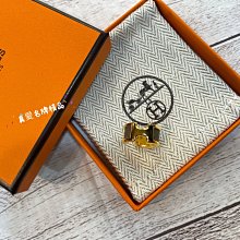 《真愛名牌精品》Hermes Clic H 大象灰 金 耳骨釦*全新品*