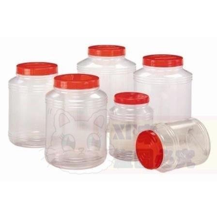 八德國際家庭五金 華成塑膠 新型透明筒 透明罐  塑膠罐  PET桶  pvc桶 收納罐 收納桶 零食罐 紅蓋筒 桃園