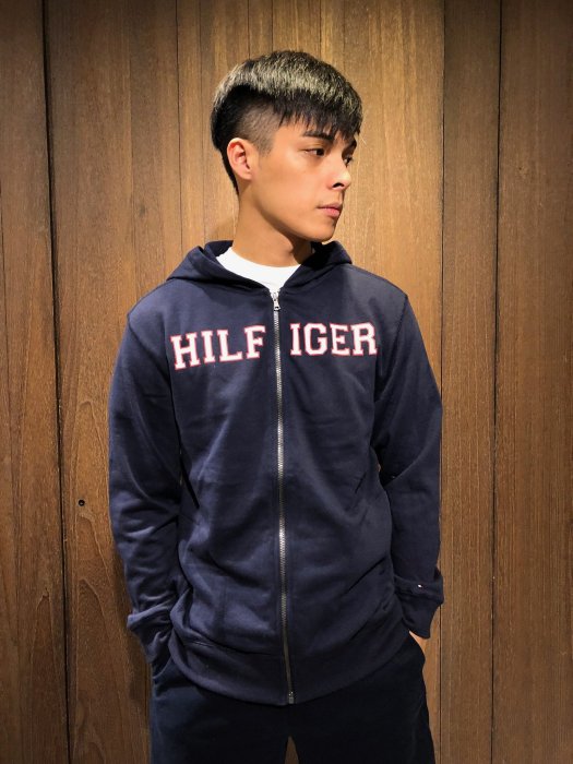 美國百分百【全新真品】 Tommy Hilfiger 經典款 TH 棉質 連帽 外套 夾克 男款 灰/藍色 AL74