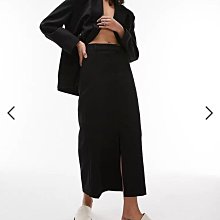 (嫻嫻屋) 英國ASOS-Topshop 黑色西裝布高腰中長裙EC23