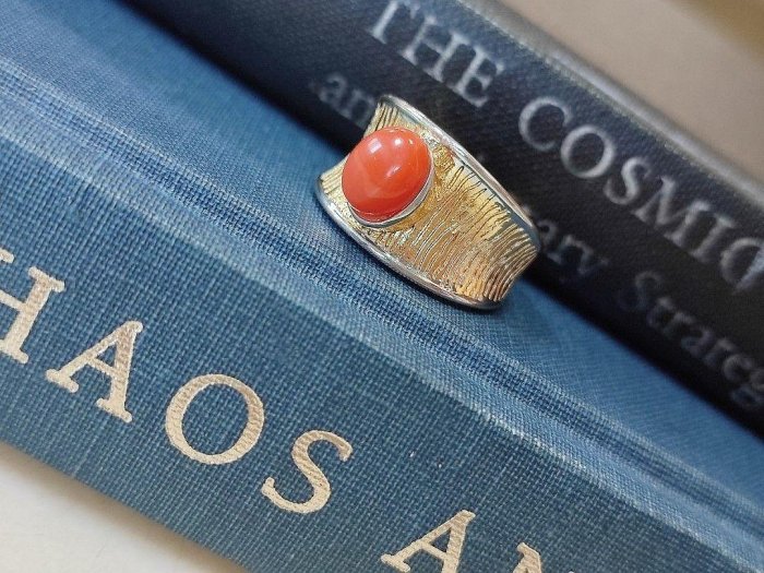 英國帶回英國Harrods天然意大利沙丁珊瑚自然主義925純銀耳釘耳環戒指指環