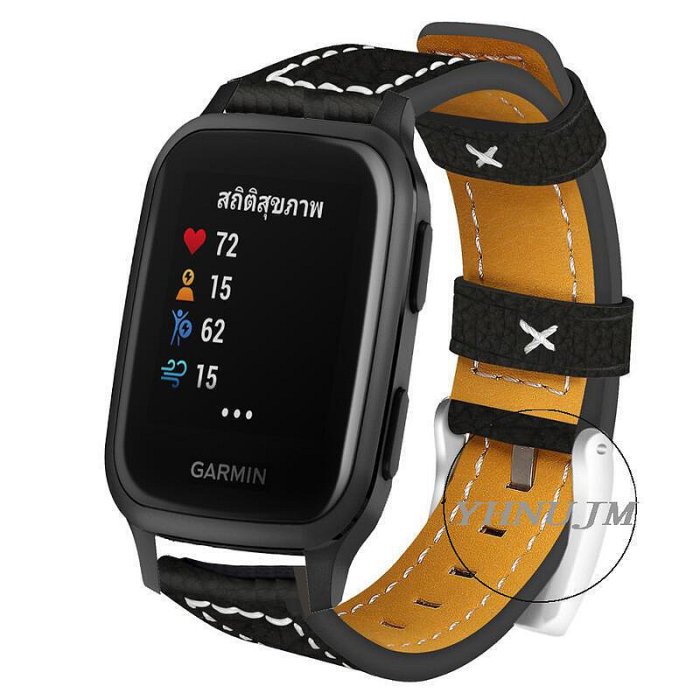 venu sq 皮革手錶帶 garmin venu sq 智慧手錶錶帶 替換穿戴配件LT8