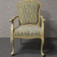 美生活館--- 新古典 蘿拉 實木雕刻米黃刷舊風格立體灰絨米布花 主人椅/辦公椅/玄關椅