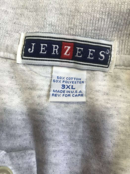 Big&Tall超大尺碼 (胸寬約73公分) - JERZEE 短袖Polo衫 白灰色  3XL號