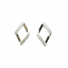 韓國 925純銀 水鑽 菱形 簍空 氣質 耳針式耳環