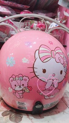 ♥小花花日本精品♥HelloKitty蝴蝶結玫粉色全罩式安全帽79702201