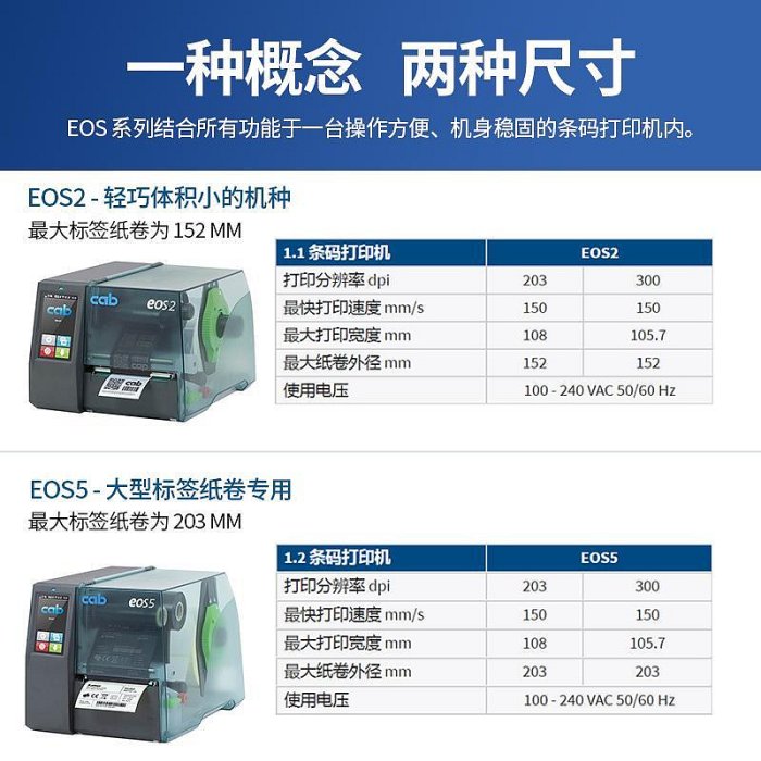 德國EOS2新款工業辦公快遞標簽打印機碳帶服裝洗水嘜吊牌條碼機