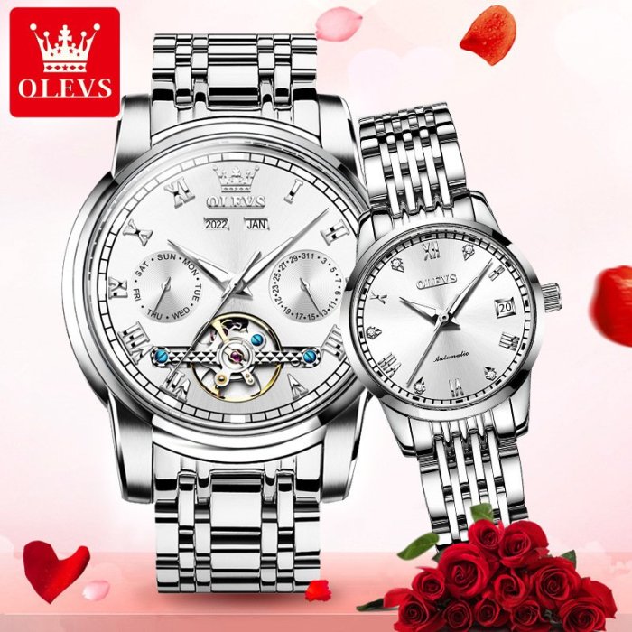 現貨手錶腕錶歐利時品牌手錶明星代言全自動機械錶防水情侶手錶鏤空男女手錶